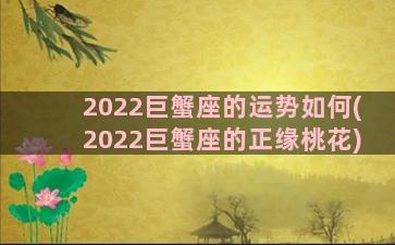 2022巨蟹座的运势如何(2022巨蟹座的正缘桃花)