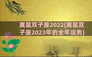 属鼠双子座2022(属鼠双子座2023年的全年运势)